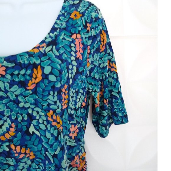 Motherhood Maternity Rushed Stretch Knit DRESS Midi Floral Blue Rayon Spandex M - Picture 10 of 12